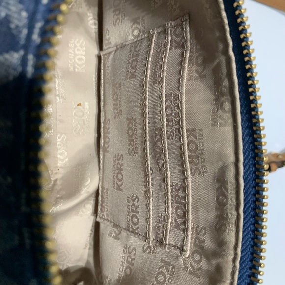 Jet Set Convertible Md Pouchette Denim Pvc Leather Cross Body Bag - Picture 12 of 12